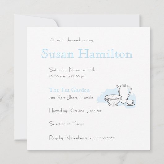 ブライダルシャワーのウェディングドレスの招待状 招待状 (裏面)