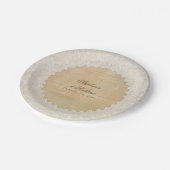 ブライダルシャワーのエレガントで素朴なボヘミアのレースn木 ペーパープレート (アングル)