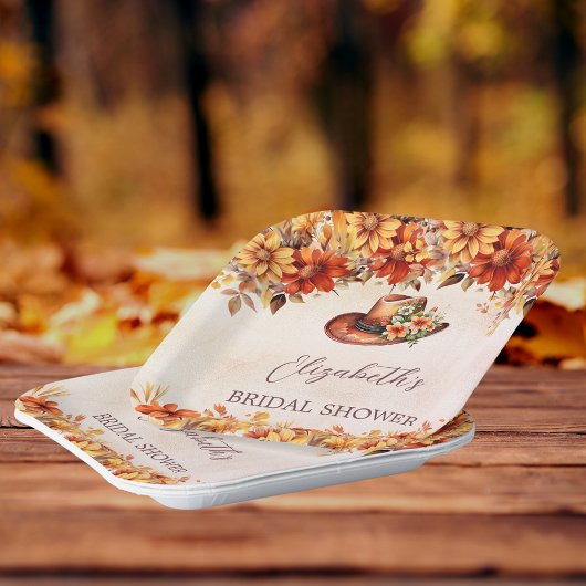 ブライダルシャワーのオレンジの花のカウガールハット ペーパープレート