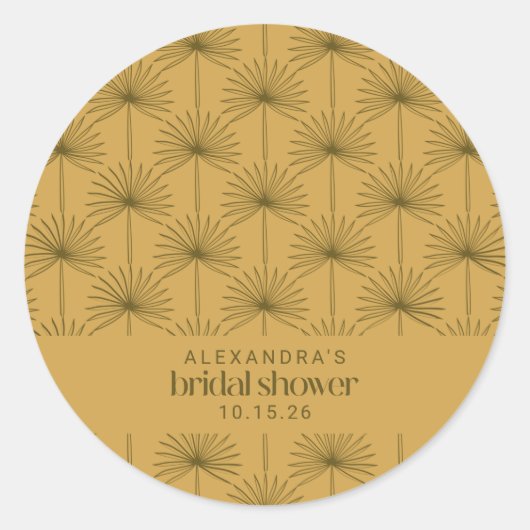 ブライダルシャワーのカスタム好意マスタードボタニカルレトロ ラウンドシール (正面)