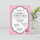 ブライダルシャワーのカップケーキおよびカクテル 招待状 (スタンド正面)