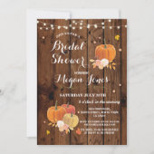 ブライダルシャワーのカボチャ素朴な木製のパーティーの招待 招待状 (正面)
