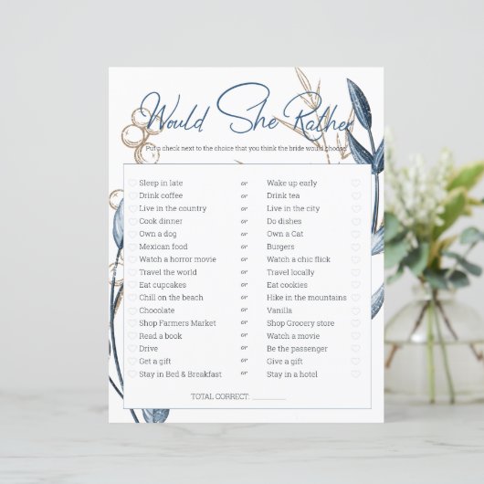 ブライダルシャワーのゲーム彼女はむしろ青い金ゴールド (スタンド正面)