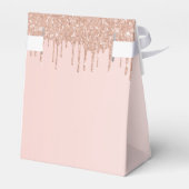 ブライダルシャワーのサンクスメッセージ　ローズゴールドのグリッターが垂れる フェイバーボックス (裏面サイド)