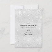 ブライダルシャワーのシルバーグリッター輝く豪華なカード サンキューカード (裏面)