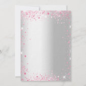ブライダルシャワーのシルバー ピンクのドレス グリッター ラグジュアリー 招待状 (裏面)