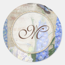 ブライダルシャワーのシーズドラゴンフライバタフライアート ラウンドシール