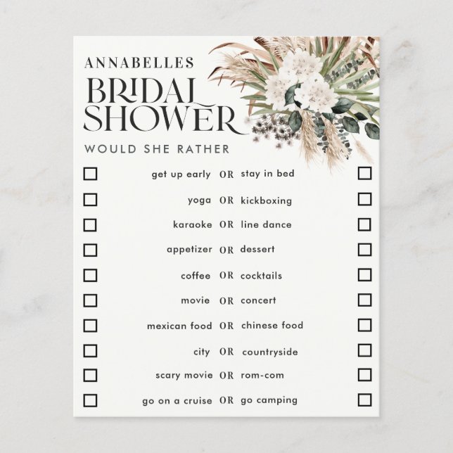 ブライダルシャワーのススキは彼女はむしろゲームをする (正面)