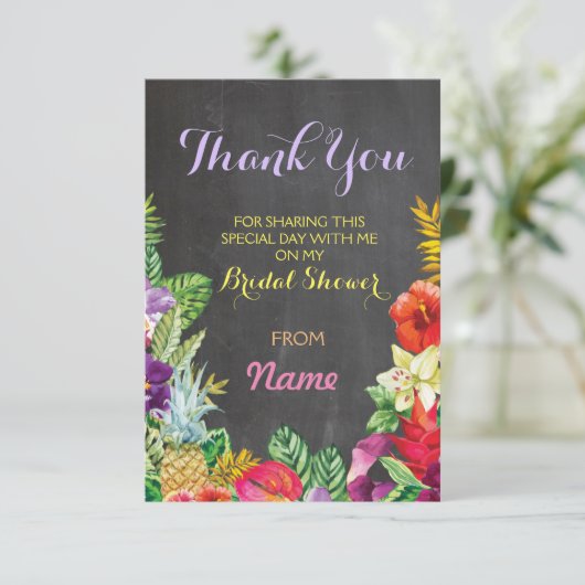 ブライダルシャワーのチョークのアロハルアウ（ハワイ式宴会）カードありがとう 招待状 (スタンド正面)