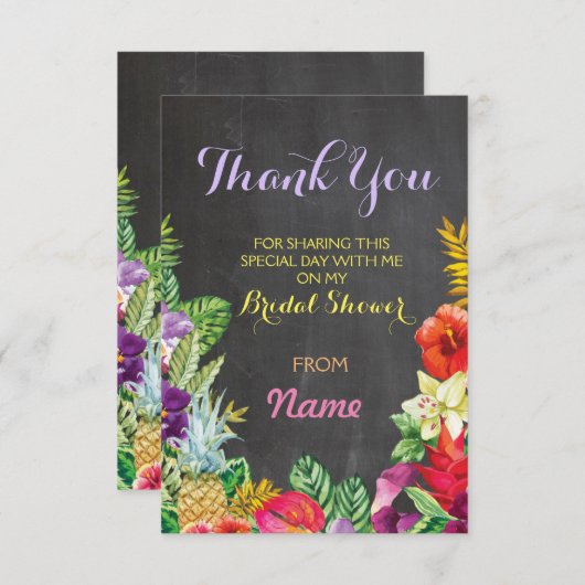 ブライダルシャワーのチョークのアロハルアウ（ハワイ式宴会）カードありがとう 招待状 (正面/裏面)