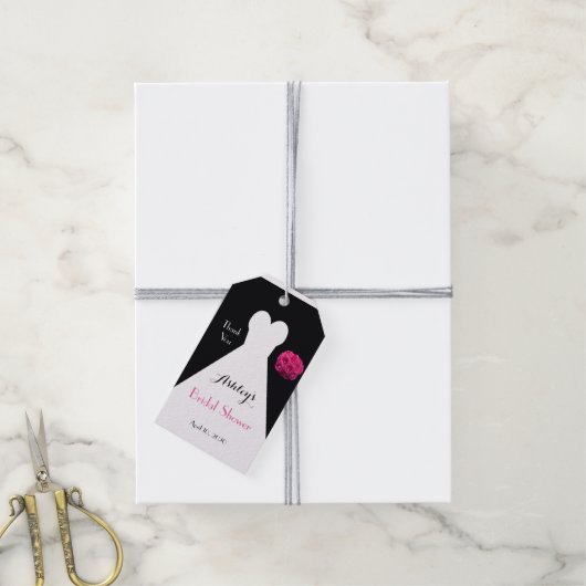 ブライダルシャワーのドレスとバラありがとう好意 ギフトタグ (より糸付き)