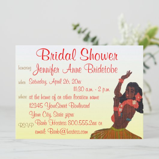 ブライダルシャワーのハワイのルアウ（ハワイ式宴会）のテーマ 招待状 (スタンド正面)