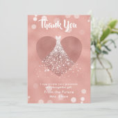 ブライダルシャワーのハートのウェディングドレスありがとう サンキューカード (スタンド正面)