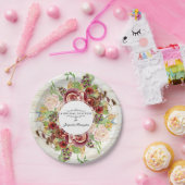 ブライダルシャワーのバーガンディのばら色の花の水彩画木 ペーパープレート (パーティー)