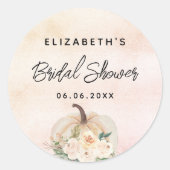 ブライダルシャワーのパンプキン秋のクリームローズゴールド ラウンドシール (正面)