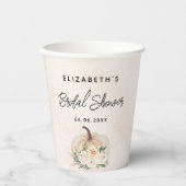 ブライダルシャワーのパンプキン秋のクリームローズゴールド 紙コップ (正面)