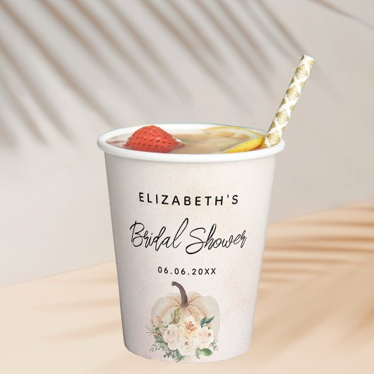 ブライダルシャワーのパンプキン秋のクリームローズゴールド 紙コップ