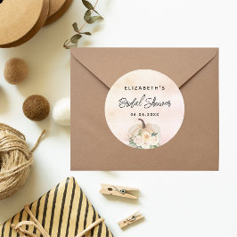 ブライダルシャワーのパンプキン秋のクリーム色とローズゴールド ラウンドシール