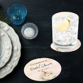 ブライダルシャワーのパンプキン秋の装飾(クリーム色とローズゴールド) ラウンドペーパーコースター