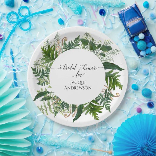 ブライダルシャワーのパーティーのシダ|のエメラルドの森林群葉 ペーパープレート (パーティー)
