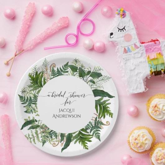 ブライダルシャワーのパーティーのシダ|のエメラルドの森林群葉 ペーパープレート (パーティー)