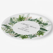 ブライダルシャワーのパーティーのシダ|のエメラルドの森林群葉 ペーパープレート (アングル)