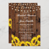 ブライダルシャワーのパーティーの素朴なヒマワリの木製の招待 招待状 (正面/裏面)