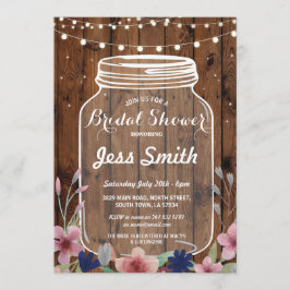 ブライダルシャワーのパーティーの素朴な瓶の木製の花の招待 招待状