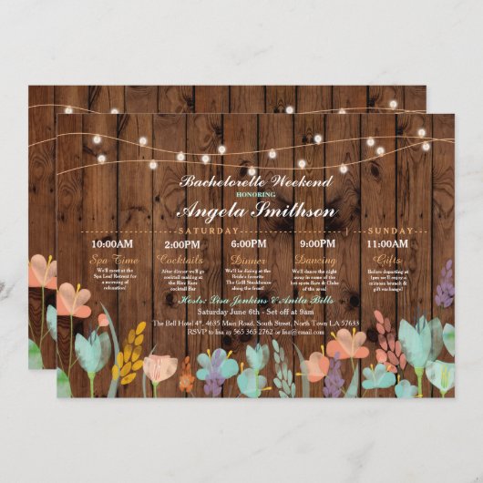 ブライダルシャワーのパーティーの花の旅程のバチェロレッテ プログラム (正面/裏面)