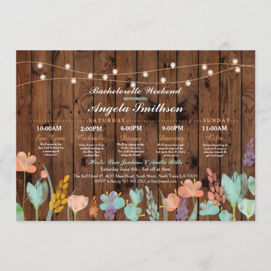 ブライダルシャワーのパーティーの花の旅程のバチェロレッテ プログラム (正面)