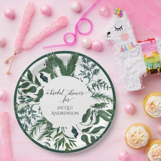 ブライダルシャワーのパーティーの装飾|のエメラルドの森林群葉 ペーパープレート (パーティー)