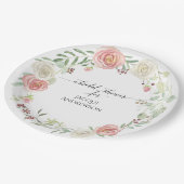 ブライダルシャワーのパーティーの装飾|の赤面のアイボリーのバラの葉 ペーパープレート (アングル)