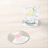 ブライダルシャワーのピンクの白い服のカスタムのコースター ラウンドペーパーコースター (インサイチュ)