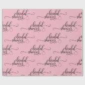 ブライダルシャワーのピンクの黒いリングの原稿の書道 ラッピングペーパー (フラット)
