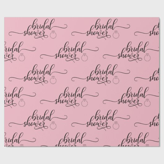 ブライダルシャワーのピンクの黒いリングの原稿の書道 ラッピングペーパー (フラット)