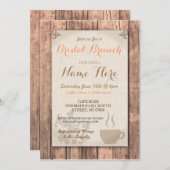 ブライダルシャワーのブランチの友人のコーヒー素朴な招待 招待状 (正面/裏面)