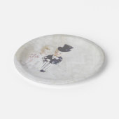 ブライダルシャワーのプレートのかわいいカップルおよびレース ペーパープレート (アングル)