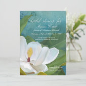 ブライダルシャワーのモダンでエレガントなマグノリアの花柄の芸術 招待状 (スタンド正面)