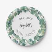 ブライダルシャワーのユーカリグリーンリース ペーパープレート (正面)
