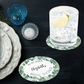 ブライダルシャワーのユーカリグリーンリース ラウンドペーパーコースター