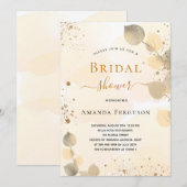 ブライダルシャワーのユーカリ グリッター ゴールデン オータム 招待状 (正面/裏面)
