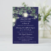 ブライダルシャワーのラスティックウッドゴールドネイビージャー照明 招待状 (スタンド正面)