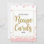 ブライダルシャワーのレシピは印|のピンクおよび金ゴールドを梳きます 招待状 (正面)