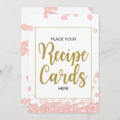 ブライダルシャワーのレシピは印|のピンクおよび金ゴールドを梳きます 招待状 (正面/裏面)