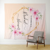 ブライダルシャワーのローズゴールドとピンクの花 タペストリー (インサイチュ(横))