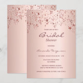 ブライダルシャワーのローズゴールドの星 招待状 (正面/裏面)