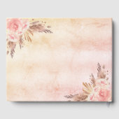 ブライダルシャワーのローズゴールドの花飾りとパンパスグラス ゲストブック (裏面)