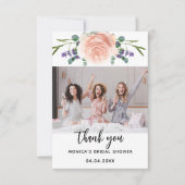 ブライダルシャワーのローズゴールドラベンダー花の写真 サンキューカード (正面)