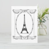 ブライダルシャワーのヴィンテージのパリのエレガントな郵便はがき 招待状 (スタンド正面)