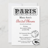 ブライダルシャワーのヴィンテージのパリのエレガントな郵便はがき 招待状 (裏面)